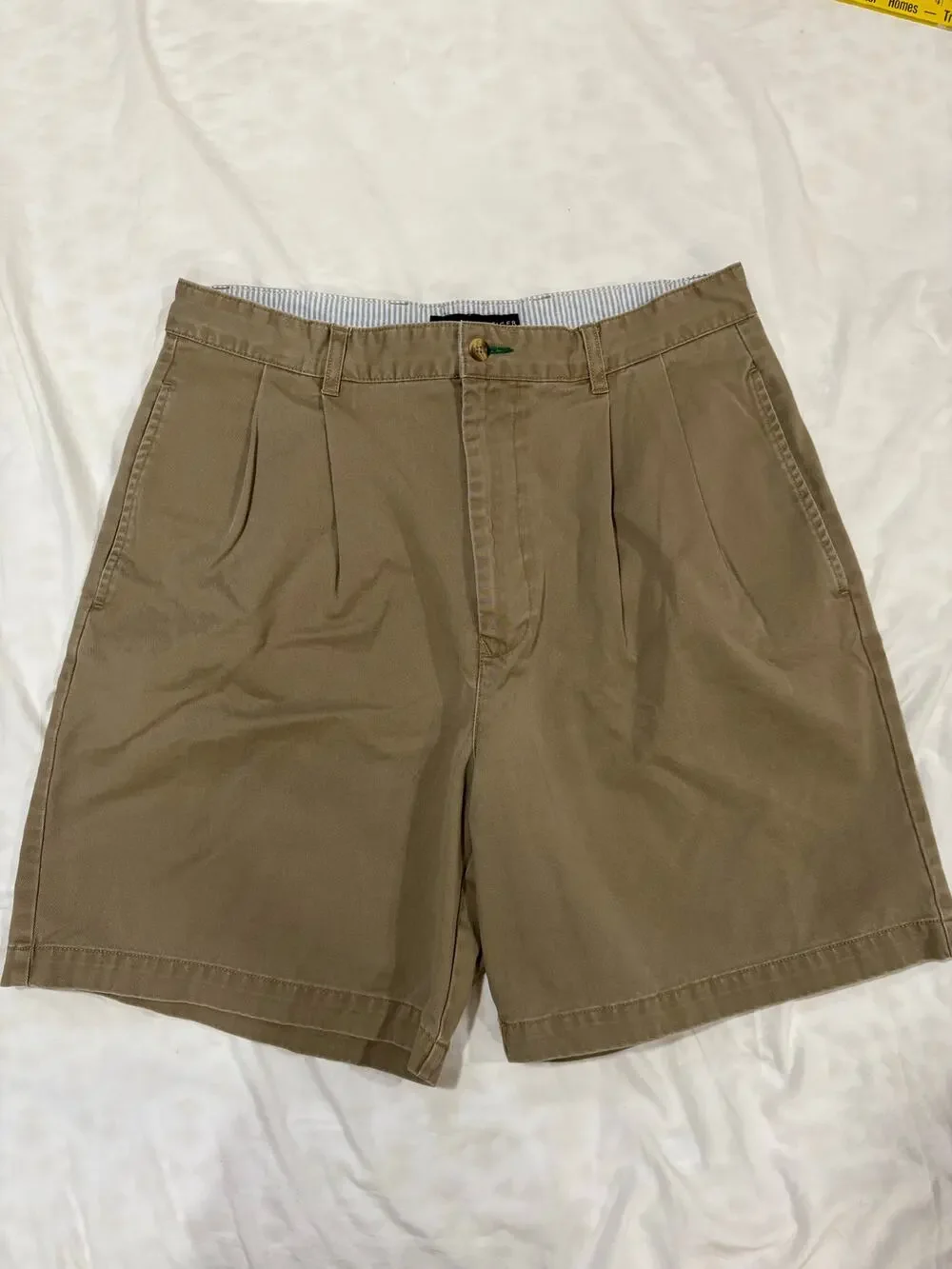 Tommy Hilfiger 100% Cotton Khaki Pleated Men’s Shorts Size 34